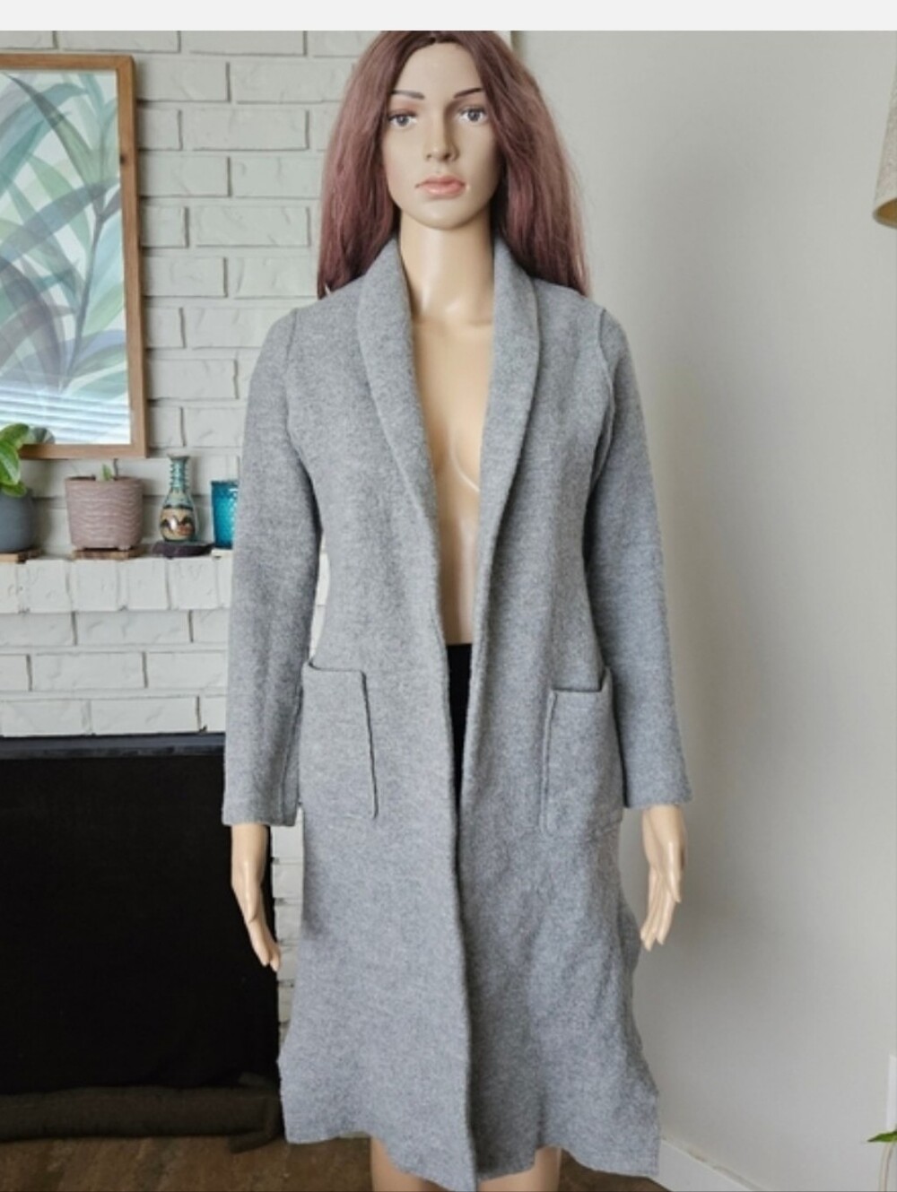 Aritzia BABATON Gray WOOL Open-Front Long COAT